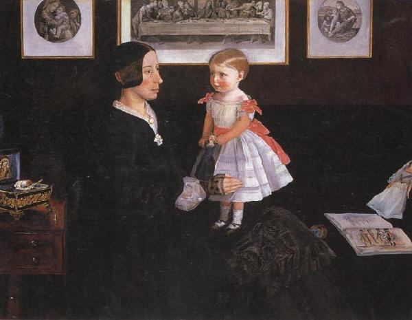 Sir John Everett Millais Mrs James Wyatt Jnr and her Daughter oil painting image